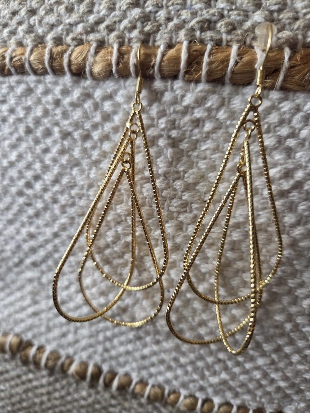 Gold Dangle Teardrop Loop Earrings - Women Jewelry